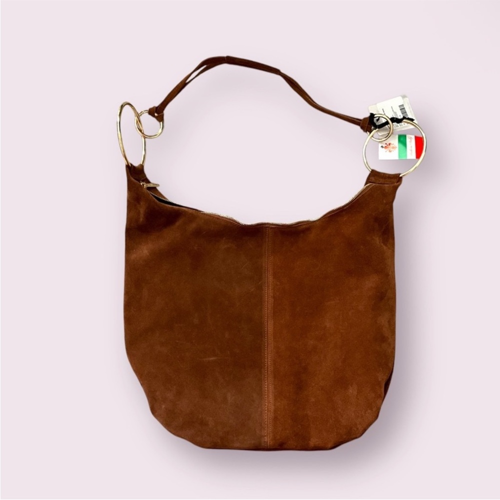 NWT Cognac Brown Suede Shoulder Bag - Picture 5 of 7